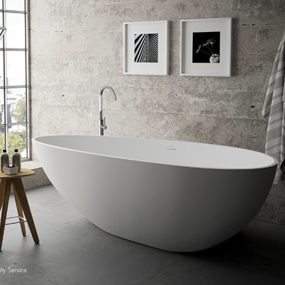 Bañera independiente de superficie sólida de huevo de baño gris concreto