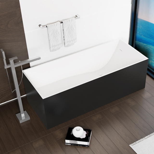 Acogedora bañera rectangular de superficie sólida independiente