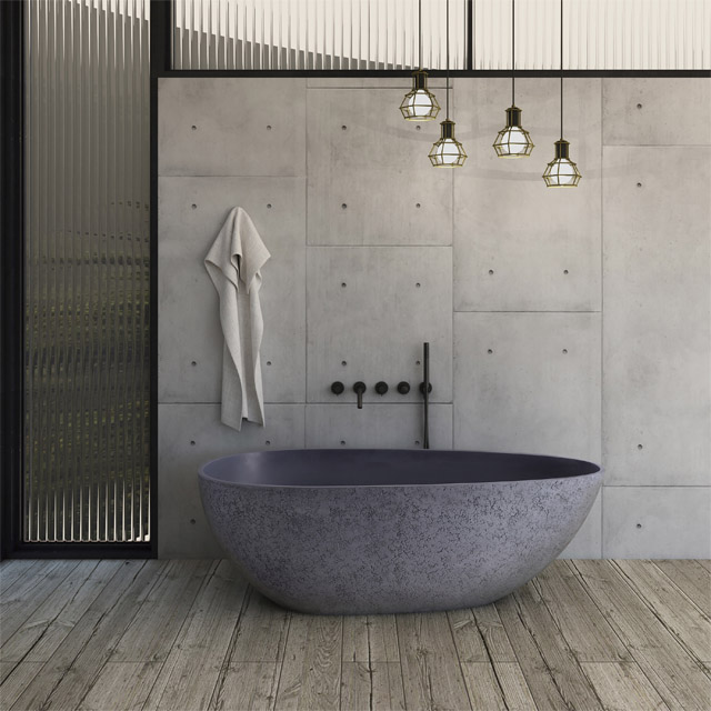 Bañera independiente de superficie sólida de huevo de baño gris concreto